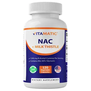 NAC Supplement N-Acetyl L-Cysteine with Milk Thistle 50:1 Extract - Supports Immune Respiratory & Liver Health - 1200mg per Serving - 120 Vegan Capsules