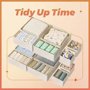 ZenStorage 12-Pack Underwear Organizer – Foldable Fabric Bins for Bras, Socks & Lingerie, Deep Zippered Storage, Space-Saving & Closet-Ready