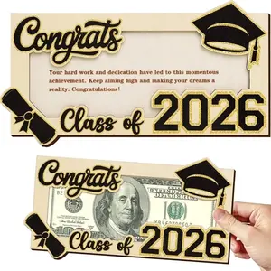 Graduation Gifts 2026 Money Holder for Her Him, Wooden Class of 2026 Graduation Cash Holder, Money Envelopes Box for Cash Gifts for College High School