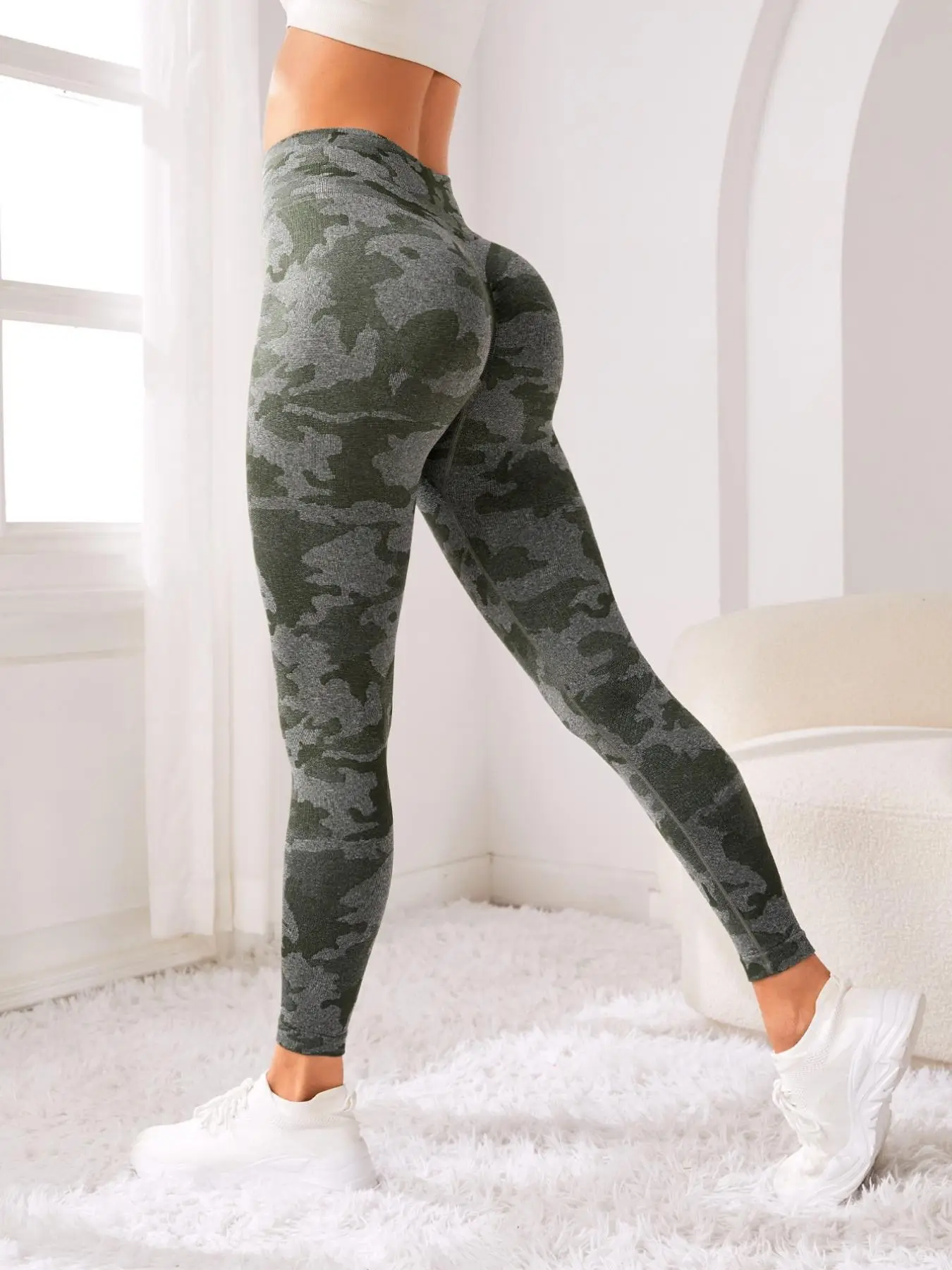 Women's Camo Print High Waist Sports Leggings, Comfy Camouflage Print High Rise Leggings For Workout Yoga Gym Exercise, Women's Sports Bottoms