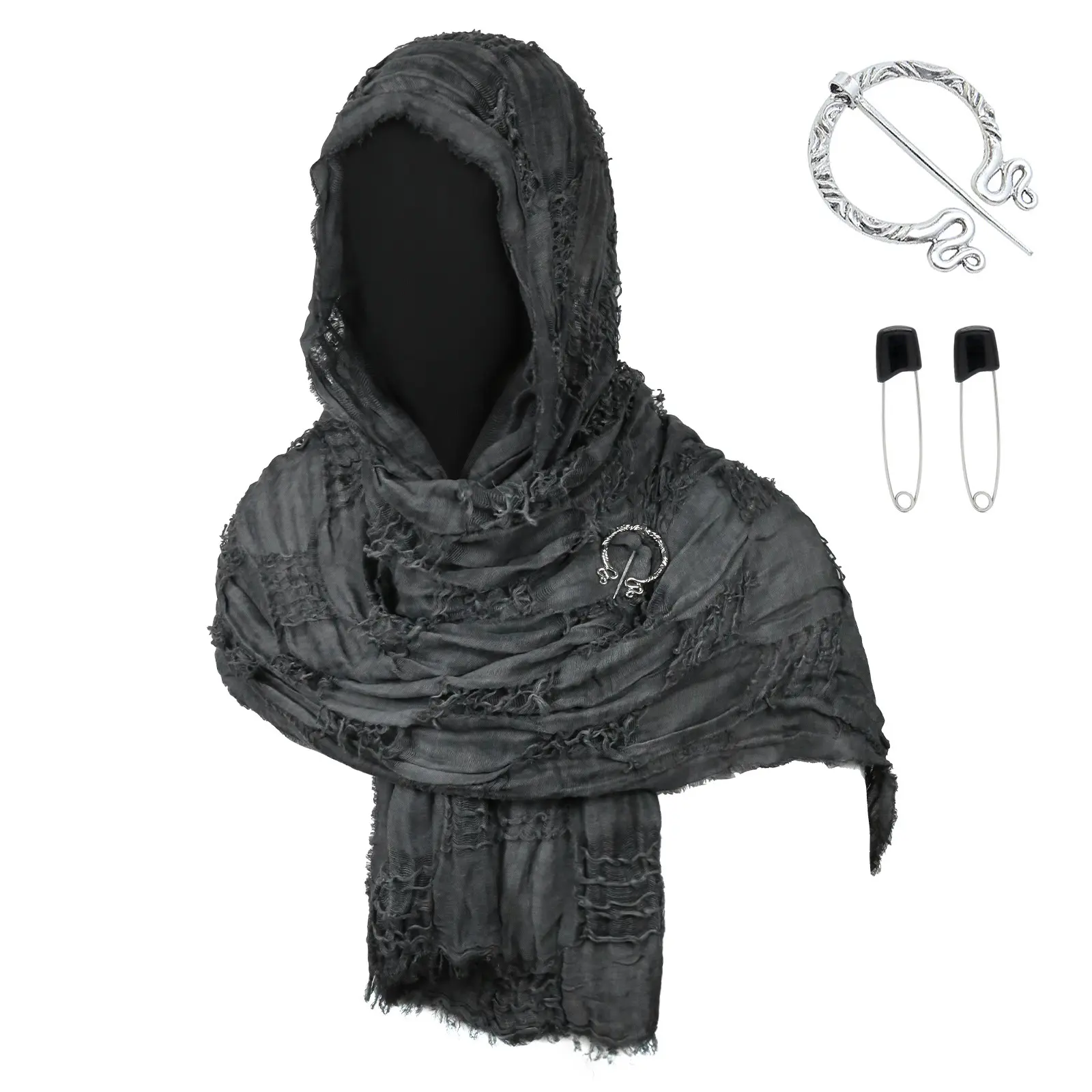 CST094BK Black Battle Damage Scarf (190c