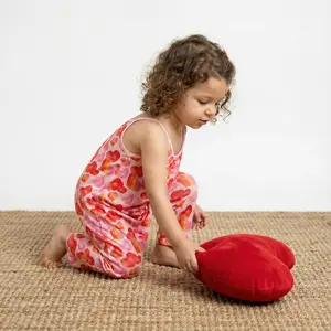 BESTAROO Love Hearts Toddler Jumpsuit - 93% Bamboo 7% Spandex, Soft Stretch One-Piece with Pockets, Comfy Playwear (Toddler Sizes)