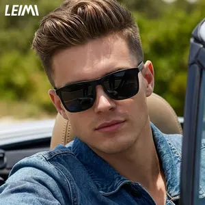 LEIMI Men's Aluminum Magnesium Polarized Sunglasses for Driving Square Frame UV Protection Anti-Glare Fashion Sun Glasses for Men Outdoor Sports