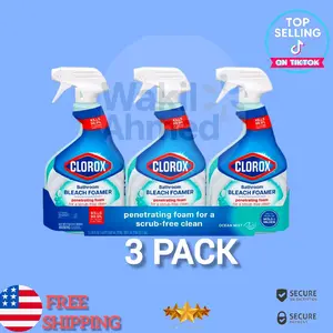 Clorox Bathroom Bleach Foamer Cleaner Ocean Mist 3 Pack 90 fl oz Cleaning Household Spray