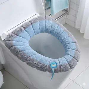 Upgraded Toilet Seat Cover set, All-Season Warm 7 anti-slip, baby-safe material, Easy-Clean & Antibacterial, Secure Fit for Home Bathroom, durable Protection.