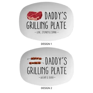 Sturdy Lightweight UV-Protected BPA-Free Oval Plastic Platter - Personalized Daddy’s Grilling Tray, Custom Steak BBQ Serving Plate, Funny Father’s Day Gift for Dad