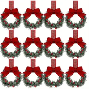 12pcs Farmhouse Style Holiday Decorations, Classic Design with Leaves & Tassels, Perfect for Christmas Party Decoration