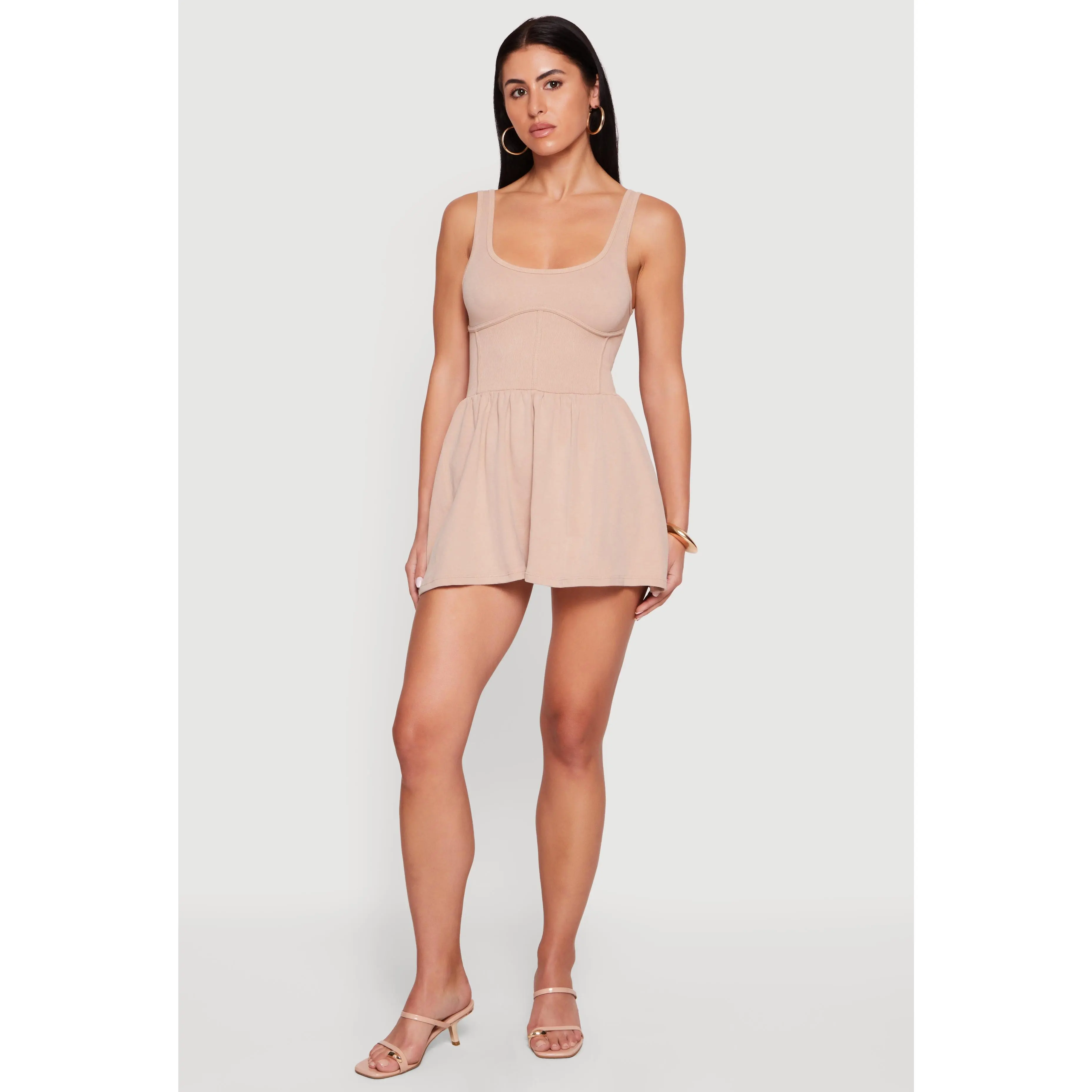 Seamless Compression Rib Knit Corset Detail Skater Dress