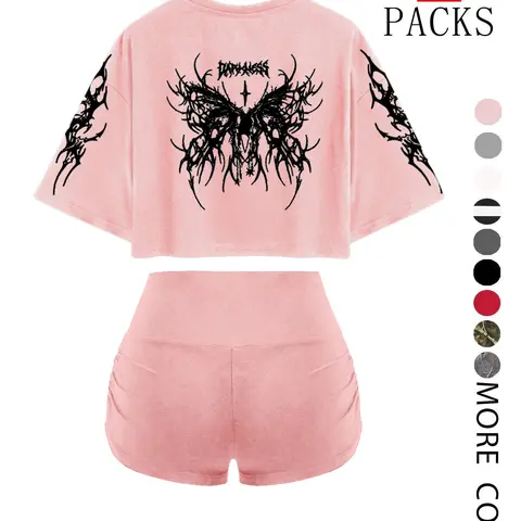 Women's Fitness Shorts Set with Elastic Waistband, Casual and Summer Sportswear, fitness gym clothes, Perfect for Daily Use at Home or in the Gym, Workout Sets, Sports Clothing, Athleisure Outfits, Athleisure Activewear Clothing