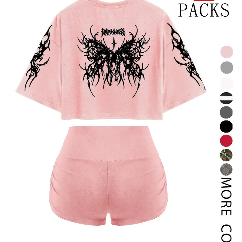 Women's Fitness Shorts Set with Elastic Waistband, Casual and Summer Sportswear, fitness gym clothes, Perfect for Daily Use at Home or in the Gym, Workout Sets, Sports Clothing, Athleisure Outfits, Athleisure Activewear Clothing