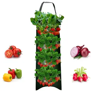 Hanging Plant Bag for Gardening, 8-Hole Design for Flowers Strawberries Tomatoes, Breathable Planter, Ideal for Outdoor Use, Hanging Planters, Planting Bags, Breathable Planting Container