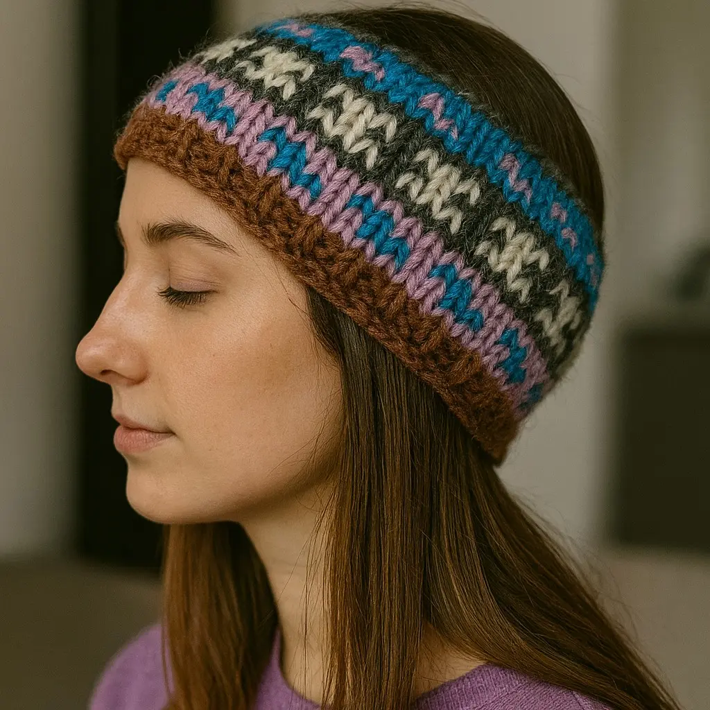 Everything Nepali Handknitted Warm Woolen Headbands with Soft Fleece Lining in Blue Pattern For Teen,Girls and Adult…