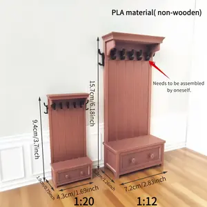 1:12 dollhouse wardrobe, made of PLA material (non-wooden) - suitable for dollhouse living room decoration, model house expansion, Christmas and birthday gifts