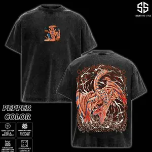 [Soulsborne Style] Vintage Edition Monster Hunter Wilds Unisex Washed T-shirt, Action RPG Gaming Apparel, Game Shirt, Video Game Clothes, Boy Merch, Gift For Him, Gift For Her, Cotton Crewneck Top Clothes Streetwear JMZ