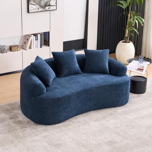 Bellemave LY-025S Curved Loveseat  Full Compression Sponge Sofa, 30D Chenille No-Assembly Compact Sofa for Small Spaces & Apartments, 65"L, 300 lbs, 3 Pillows