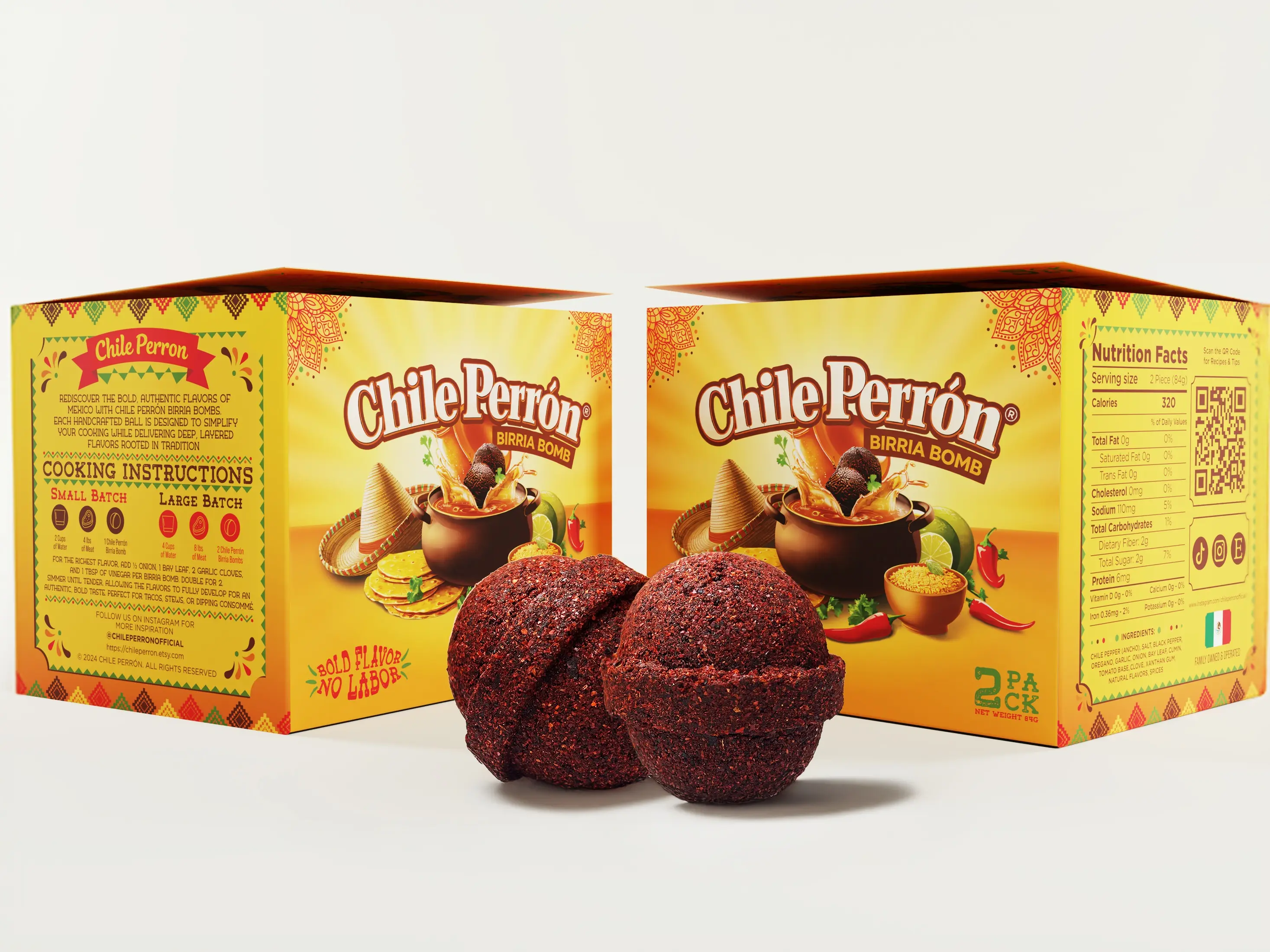 Chile Perrón Birria Bombs | Instant Birria Base | Slow-Braised Flavor in Seconds | Bold Mexican Consommé Starter Spicy Garlic Mix