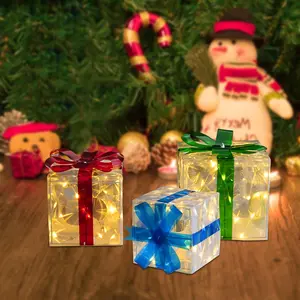 3 Piece Christmas Gift Box with Lights Christmas Decoration