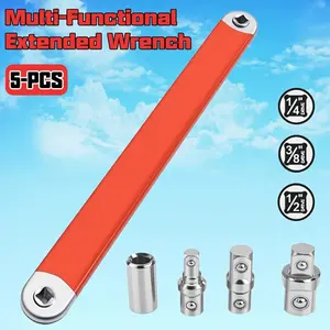 Set of 5 Multifunctional Extension Wrenches Featuring an Assist Pole, This Versatile Wrench Kit Includes a Dual-Purpose Ratchet And Quick Socket, Ratchet Conversion, Narrow Extension, And Quick Release Socket