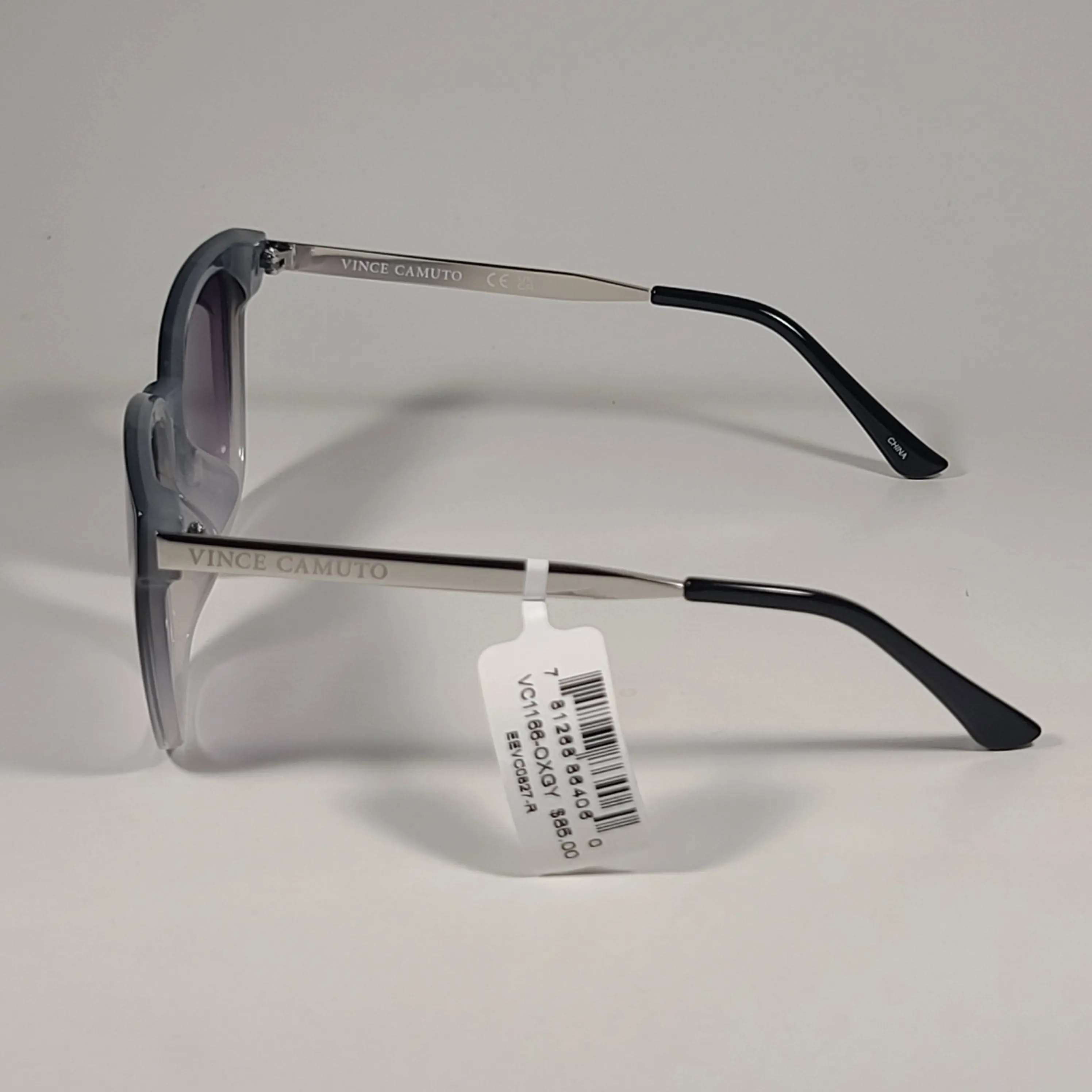 Vince Camuto Sunglasses Silver Black Vince Camuto VM702 OX Shield Navigator Sunglasses Black  main image 2