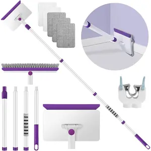 Baseboard Cleaner Tool with Handle, 60" Extendable Long Handle Baseboard Cleaner with 5  Pads for Baseboards Cleaning, Ceiling, Wall, Floor, Bathroom Kitchen