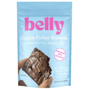 Belly Double Fudge Brownie Baking Mix l Bloat-Free Formula l Enhanced With Collagen l Gluten/Grain Free l High Protein & Low Sugar l Non-GMO Powder Natural