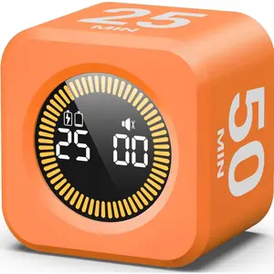 Timer Pomodoro Visual - Productivity Pomodoro Cube, 5/10/25/50 Min Countdown & Countup, Silent - Ideal for Work Study Cook Workout Kitchen School Classroom Office    (1, Orange)