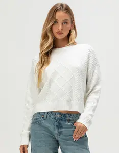 RSQ Womens Crop Cable Sweater