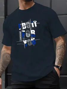 Men's Summer Micro-Stretch Comfort Round Neck Printed T-Shirt, Fashionable Trendy Wear, Best Choice for Men, Casual Stylish Tee