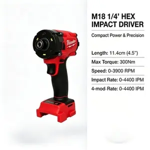 Milwaukee 18V 1/4" Impact Driver with Mode Control – 4 Speed Settings, 300Nm Torque – For Woodworking, Auto & Jobsite Use