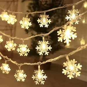 Christmas Decorations Lights, 20 Ft 40 LED Snowflake String Lights  Operated Fairy Lights for Bedroom Room Party  Office Xmas Decor Indoor Outdoor Tree Decorations Warm White