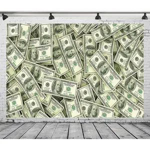 Fabric Currency Background Dollar Bills Benjamin Franklin Act Background Currency Theme Party Decoration Wallpaper Room Decoration Currency Birthday Background Video Photography Tapestry