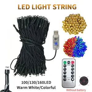 USB String Lights 100/130/160 LEDs | Warm White + Multi-Color | 13-Key Remote | Light Dimmable | Perfect for Christmas, Parties & Bedroom