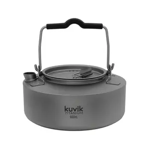 Kuvik Titanium Kettle 600ml (20.3 oz) - Ultralight and Compact Kettle for Backpacking, Camping, and Home