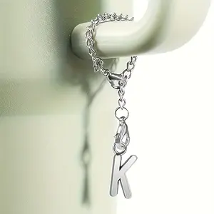 1PC Alloy Simple Style Letter Water Cup Chain with Handle Glass Cup Letter Accessories Versatile Backpack Chain Water Cup Keychain Thermos Cup Pendant