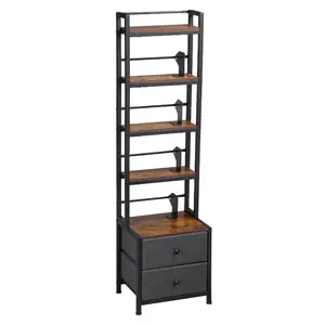 VEVOR Media Storage Cabinet, 4-Shelf DVD Shelf Organizer with Drawers, 15.75x 11.81x 56.50 in Multimedia Storage Organizer for CDs, DVDs, Books and Games, CD Cabinet for Living Room, Home Office