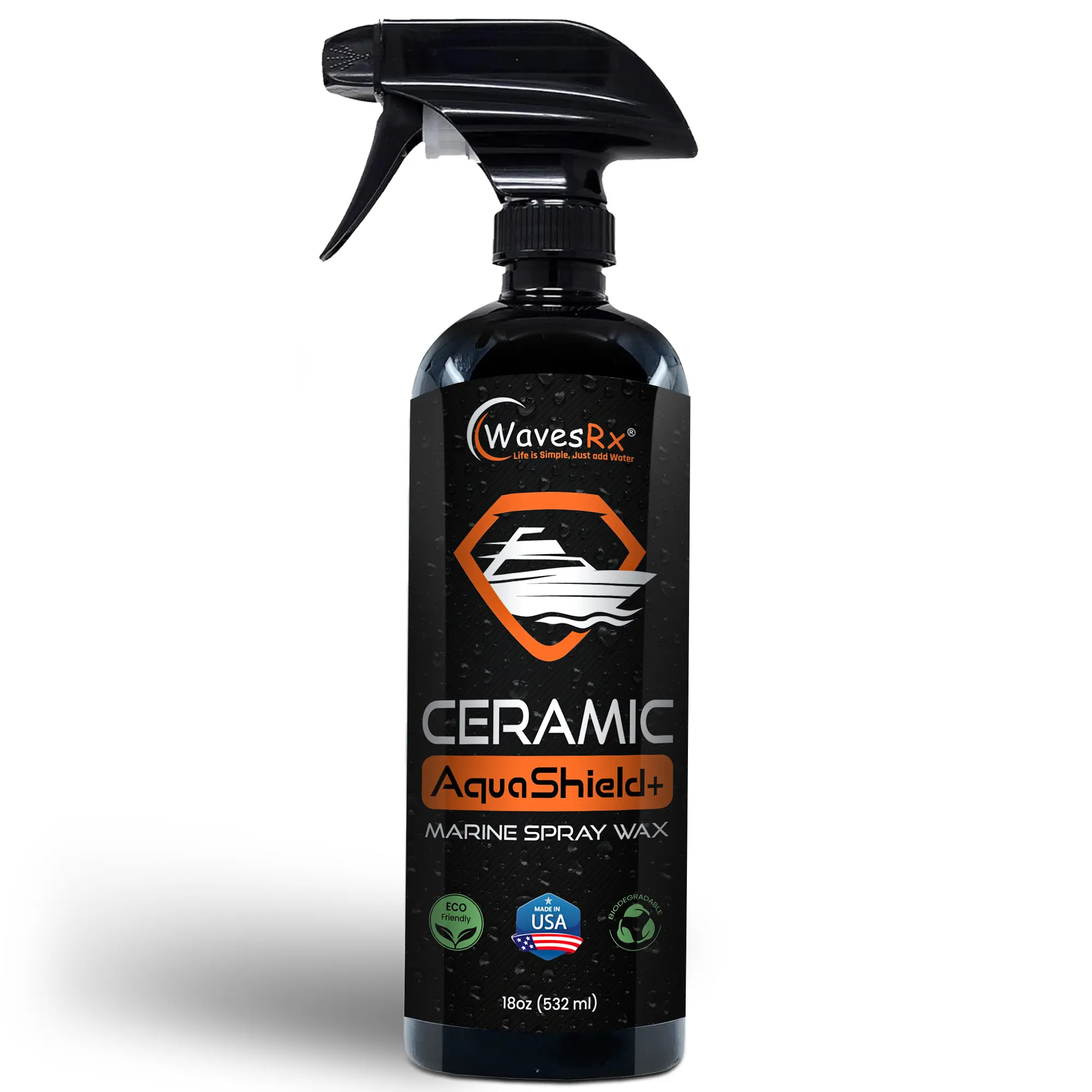 WavesRx High-Performance Ceramic Spray Coating for Boats & Jet Skis (AquaShield+) | Marine Grade SiO2 Sealant Protects from Salt, Contaminants & UV Damage | Fast Wax Silicon Dioxide Hydrophobic Polish