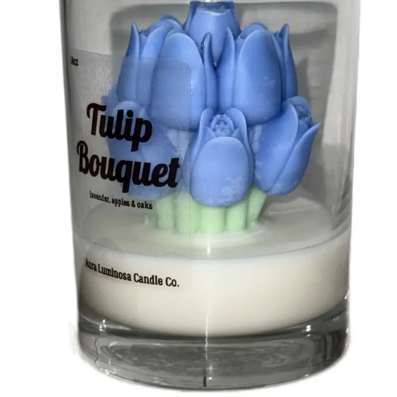 Blue Tulip Bouquet Candle, 14oz Scented Luxury Candle, Viral Candles