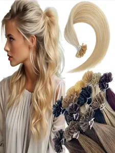 U Tip Hair Extensions Human Hair Invisible Nail Tip Hair Extensions Real Human Hair Utip Hair Extensions 12-22 Inch 50 Strands/Pack