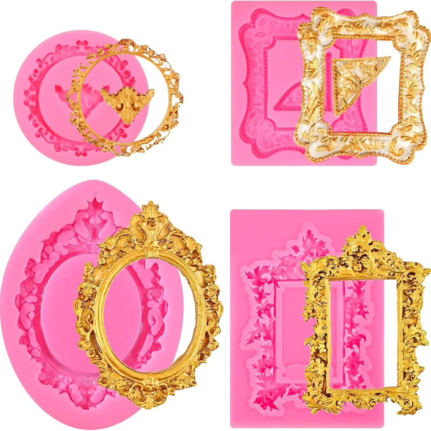 4pcs Silicone Cake Decorating Molds, European Vintage Relief Design, Liquid Silicone Mold Set, Chocolate Baking Decorations, Cake Edging Mold, Reusable Chocolate Mold, Bakery Molds
