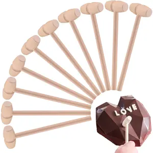 24 Pcs Mini Wooden Hammer for Chocolate Breakable Heart, Seafood Shellfish Crab Lobster Cracking Tool, Small Solid Hardwood Mallet, Craft Tool, Party Game Props