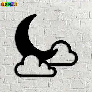 1pc Moon & Cloud Metal Wall Art, Dreamy Moon & Cloud Statue Mural, Ideal Gift for New Year, Easter, Space Decor Enthusiasts, Weather-Resistant Metal Wall Decor Wall Sculptures, Perfect for Bedroom Wall & Garden Fence, Magical Home Decor Accent