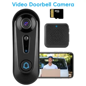 HD Video Doorbell Camera with Wireless Indoor Chime, Micro SD Card, 2.4G WiFi, Two-Way Audio, Cloud Storage, Motion Detection, Waterproof