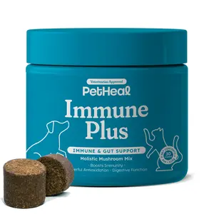 PetHeal Immune Plus Mushroom Chews for Dogs - Canine Nutritional Supplement with Functional Mushroom Blend for Gut Health & Immune Support