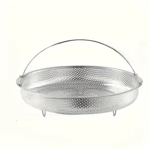 1pc Stainless Steel Steaming Rack, Xiaolongbao Steaming Drawer, Household Steaming Grid, Draining Basket, Washing Fruit Strainer, Steamer Basket with Handle - Multi-Use Kitchen Gadget for Fruits & Vegetables, Easy Draining Design
