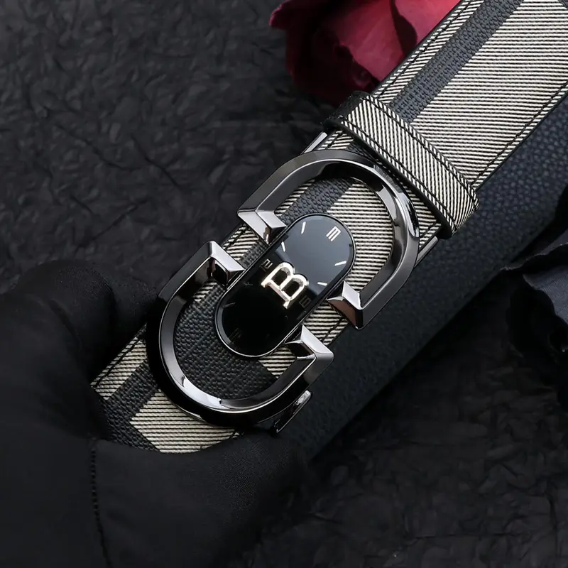 Men's Business Fashion Belt, Casual Trendy Automatic Buckle Belt, Adjustable Belt, Embossed Belt Buckle, Stylish Belts, Textured Belt, Versatile Waistband for Jeans Trousers for Daily Decoration, Casual Modern Waistband, Belt With Buckle