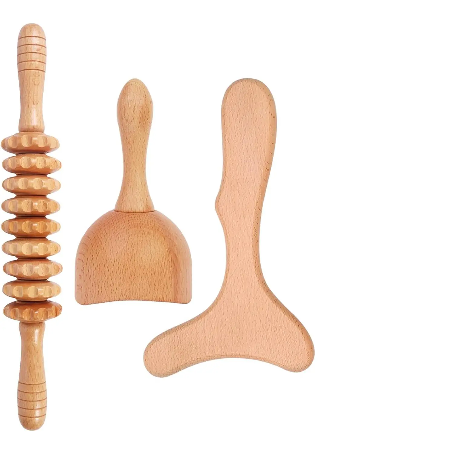 3-in-1 Wood Therapy Massage Tools Lymphatic Drainage Massager Wooden Massager for Maderoterapia,Anti-Cellulite, Body Sculpting & Contouring