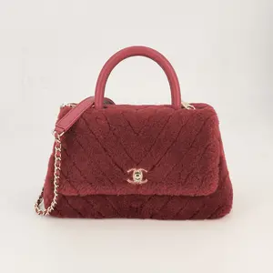 Pre-owned CHANEL shearling Crossbody Bags Red Top Handle Crossbody Bag