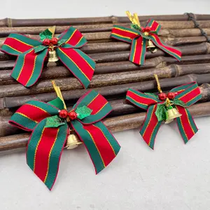 Christmas Bell Twist Ties 1.5CM 2.5CM Red Green Bow DIY Gift Box Holiday Ribbon Festive Home Decor Accessory Glitter Streamer Christmas Tree Topper Bows Extra Large Christmas Sound Activation New Travel Jewelry Case Colorful