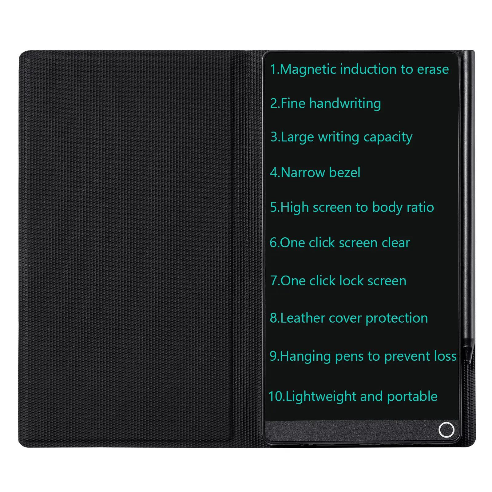 6.5" LCD Writing Pad, Portable Reusable Digital Notepad for Writing, Notes & Drawing, Fine Tip Screen with Lock Function and Case