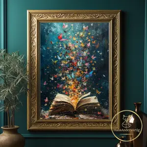 Book Art Poster Reading  Print Book Lover Gift Wallart Librarian Bookish Gift Book Nerd Illustration Dark Academia Dark Cottagecore